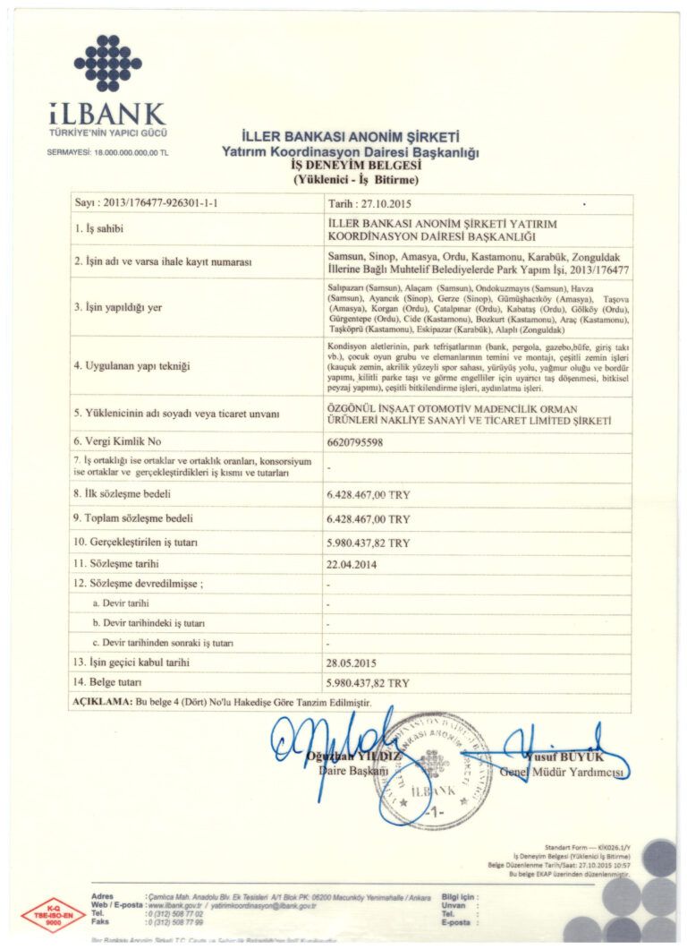 ILLER-BANKASI-YATIRIM-KORDINASYON-DAIRESI-SAMSUN-SINOP-AMASYA-ORDU-KASTAMANU-KARABUK-ZONGULDAK-PARK-YAPIM-ISI